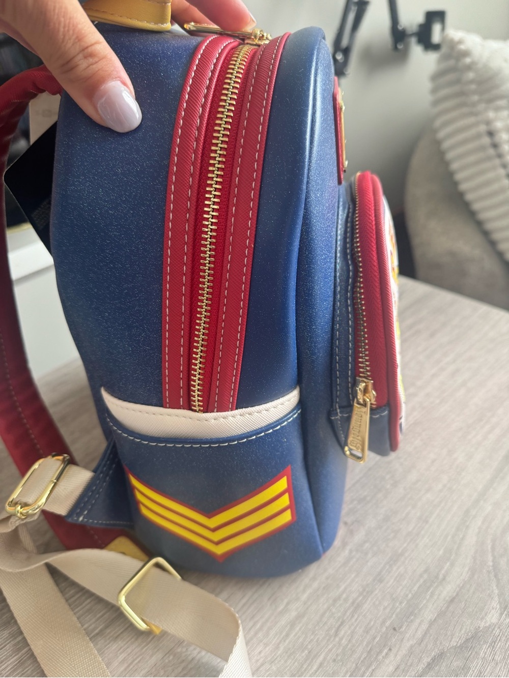 Loungefly Navy Blue Red 'Sgt. Peppers Lonely Hearts Club Band' Mini Backpack - Picture 2 of 5